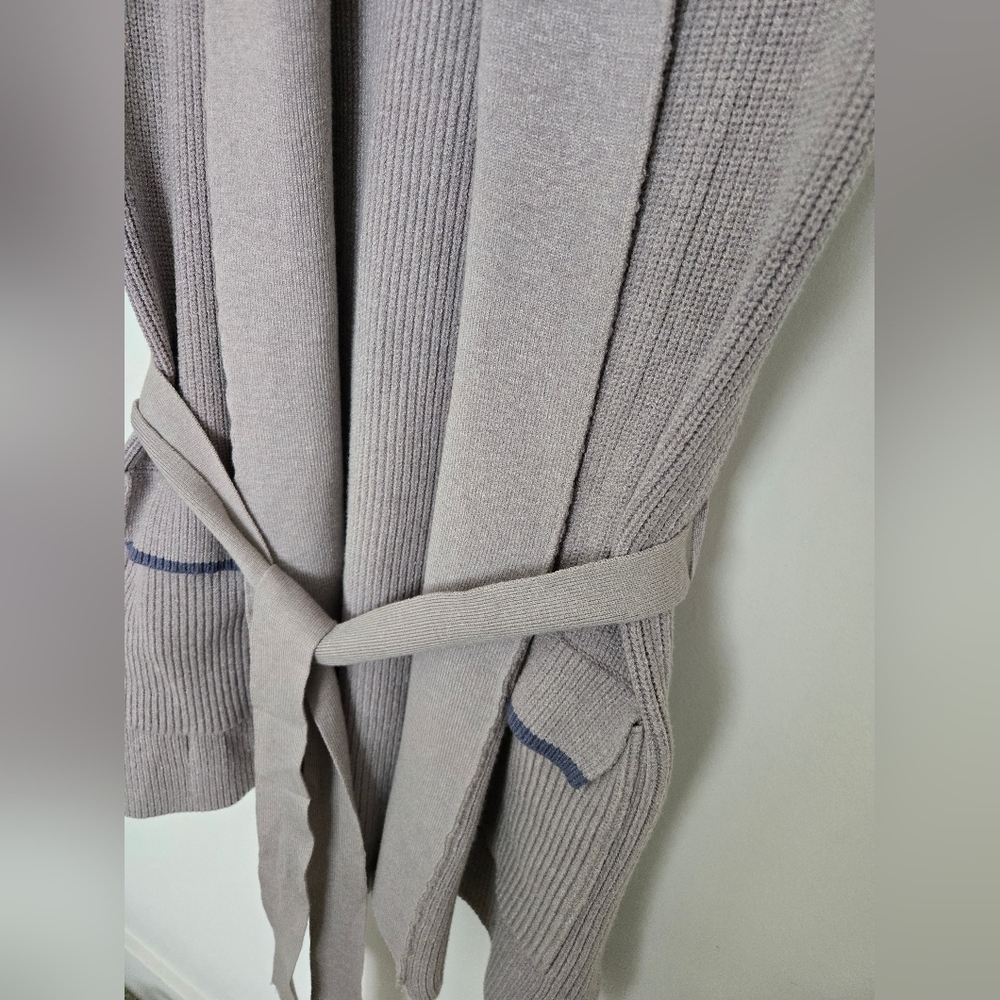 En Saison Taupe Knit Belted Cardigan Vest - Picture 3 of 6